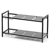 Livzing 2 Tier Expandable Metal Dish Rack & Spice Rack with Shelf Basket-Stackable Rack-Counterto...