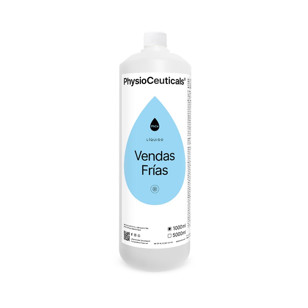 PHYSIOCEUTICALS - Líquido Vendas Frías Profesional 1000ml - Efecto Crioterapia notable con Fucus, Mentol y Alcanfor - Ideal para Especialístas