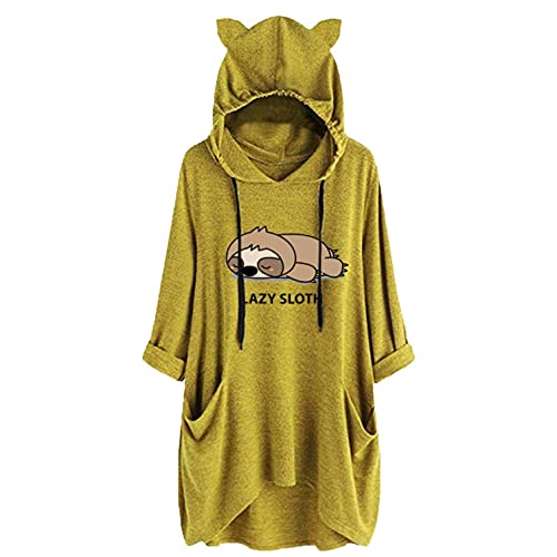 Fleece Pajamas Hoodie for Women - Super Soft Short PJS Romper Cat Ear Hoody & Drawstring Cartoon Graphic P js Onesie