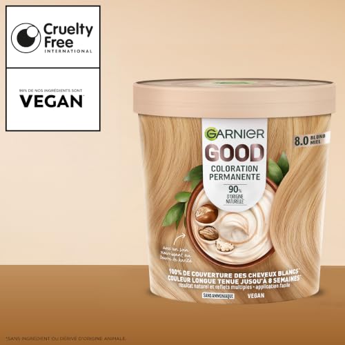 Coloration 8.0 Blond Miel Sans Ammoniaque Application Facile Cheveux Blancs Couverts Good Garnier La Boite - vue 6