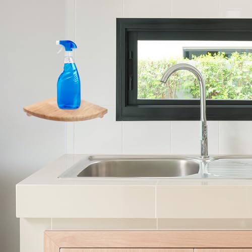 Estante de pared rinconero de roble con bordes redondeados y 9 pulgadas de diseño 6