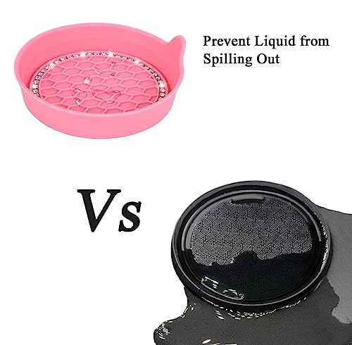 Image of Amooca Car Cup Coaster Universal Non-Slip Cup Holders Bling Crystal Rhinestone Car Interior Accessories 4 Pack Peach Pink