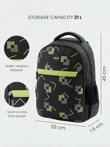 Image of Printed Backpack for School, Office & College | Polyester Turquoise Tuition Case for Adults| Comfortable Bags for Girls & Boys | Carry-On with Bottle Holder Pocket - 2 Main Compartments