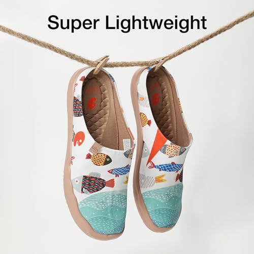 Image of UIN Slipper Woman Travel Art Painted Shoes Wide Toe Casual Home Slip On Mules Malaga