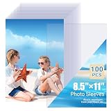 8.5x11 Soft Photo Sleeves (100 Pack) – Top Loading Clear Paper Sleeves Protector, Acid-Free No Holes Plastic Paper Sleeve, Sheet Protectors for Art Prints, Pictures, Photos, Comic, Framing Mat Mattes