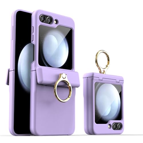 Coque Galaxy Z Flip 5 antichoc violette avec anneau de protection et chaîne ENILSA