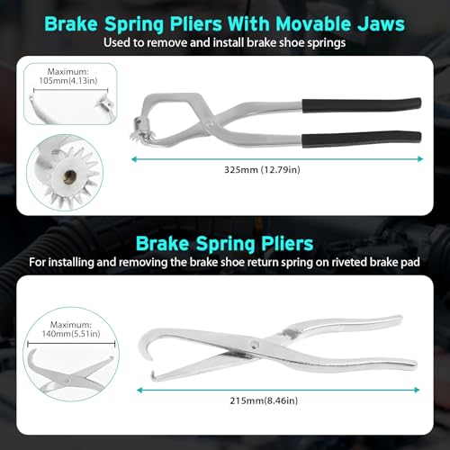LIROPAU 15 Tlg Bremstrommel Werkzeug Satz Kfz, Bremstrommel-Werkzeugsatz zum Wechseln/Reinigen für Scheibenbremsanlagen und Trommel, Werkstatt Montage