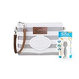 Diaper Clutch Bag and Mini Rash Cream Applicator with Travel Case, Soft Flexible Silicone - Water Resistant; Lightweight; Refillable Wipes Dispenser; Portable Changing Kit (Gray + Gray)