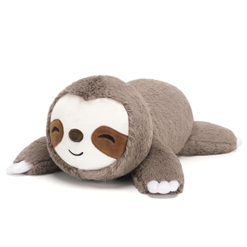 SQEQE Faultier Kuscheltier mit Gewicht, Weiches Gewichtetes Faultier Plüschtier Kuscheltierkissen, Kawaii Plüschtiere für Kinder und Erwachsene 25CM
