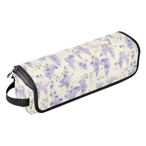 Bolsa de viaje portátil 2 en 1 para planchas y rizadores con alfombrilla resistente al calor color cream purple flowers