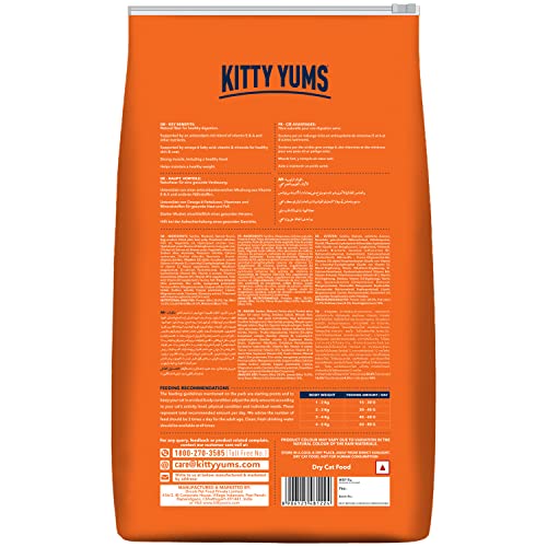 Kitty YUMS Adult (+1 Year) Dry Cat Food 1.2kg Pack | Ocean Fish Flavour | Develop Strong Bones | Healthy Skin & Coat | Supports Digestive System | Maintains a Healthy Heart