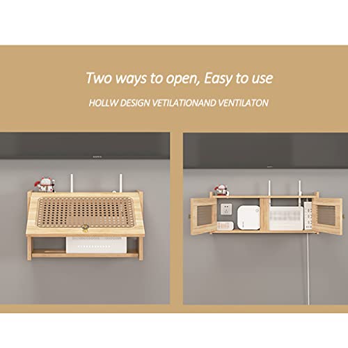 WiFi Router Shelf,WiFi Box,WiFi Router Rack,Internet Box,Cable Storage Box,TV Set Top Box,Solid Wood Wall Mounted Tv Cabinet Socket Cover Shelf,Patch Panel,Floating Shelf (4 Colors)