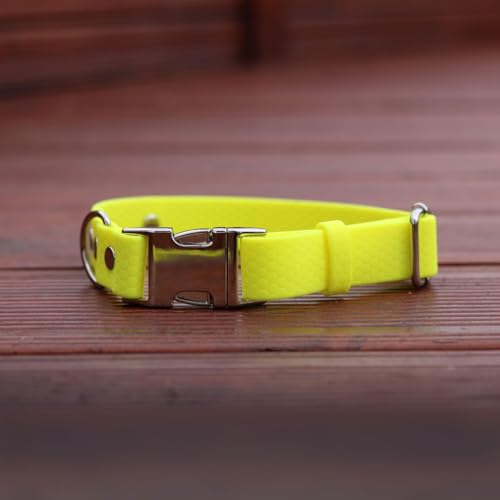 BURA Wasserdichter Hundehalsband – Geruchshemmend, Leicht zu Reinigen, Langlebig, Allergikerfreundlich, Verstellbar, Modernes Design – Ideal für Alltag und Outdoor-Aktivitäten (Neongelb, M)