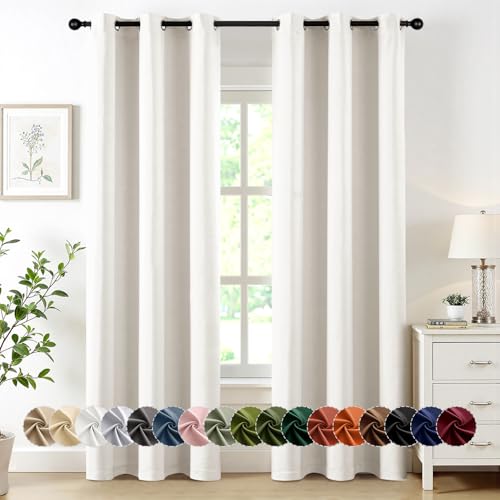 Image of MIULEE Blackout Curtains for Bedroom Living Room 2 Panels, Thermal Insulated Room Darkening Drapes Grommet Noise Reducing Light Blocking Window Treatments 72 Inches Long 34x72 Inch Ivory