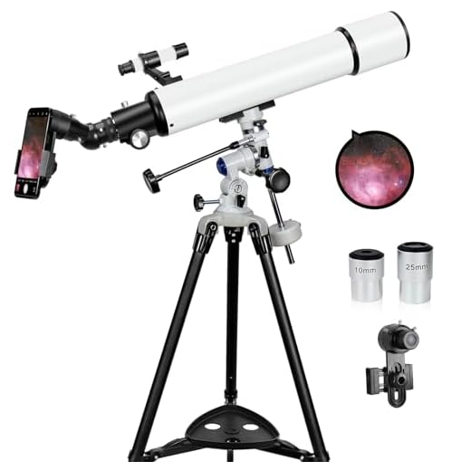 Telescópios para adultos, abertura de 70 mm e distância focal de 700 mm, telescópio refrator profissional de astronomia para crianças e iniciantes – com suporte equalizado, 2 oculares