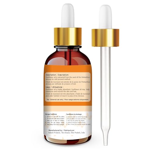 Image of Crysalis Sunflower Oil (Helianthus annuus) 100% Pure & Natural With Dropper (50 ml (Pack of 1))