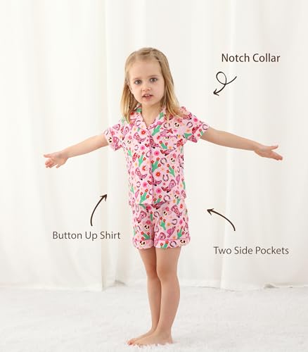 Image of Toddler Boys Girls Clothes Set Viscose from Bamboo Home Outfit Button Down Top Clothing Sets Soft with Pockets 2-5T