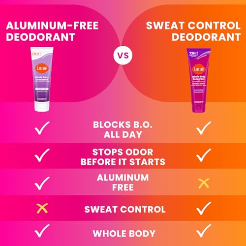 Image of Lume Whole Body Deodorant Plus Sweat Control - Smooth Cream Tube - 72 Hour Odor And Sweat Control - Baking Soda Free, Skin Loving - 3.0 ounce (Pack of 2) (Lavender Sage)