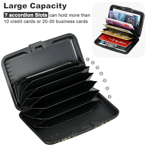 Image of ELFISH Mini RFID Aluminum Wallet Credit Cards Holder Business Card Case Metal ID Case for Men Women, Black Leopard