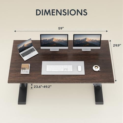 Image of FLEXISPOT E6 Pro Large 60 inch x 30 inch Organic Modern Bamboo Standing Desk, Electric Dual Motor 3-Stage Height Adjustable Desk with Oval Legs, Heavy Duty 330lbs, Walnut Bamboo Desktop, Black Frame