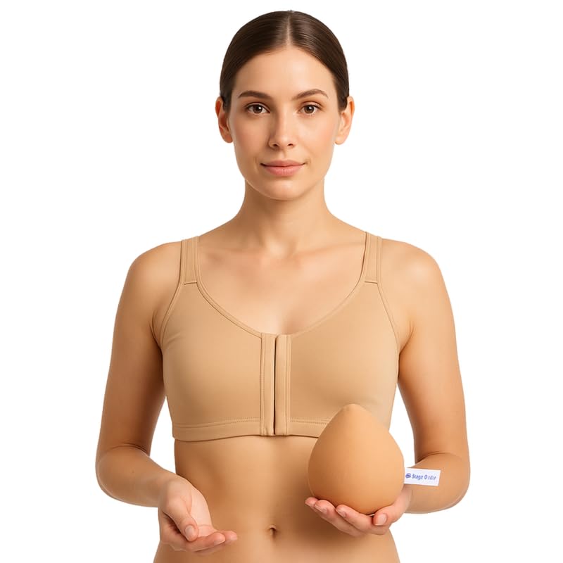 Sugar Shell Fire-Fly Front Open Moulded Mastectomy Bra with Mammary Light Weight Polyfill Symmetric Tear, Drop Breast prosthetics