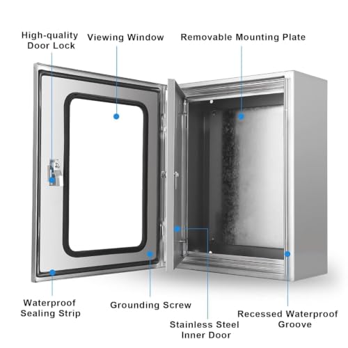 Gabinete de acero inoxidable IP65 con ventana visible y placa de montaje interna 6