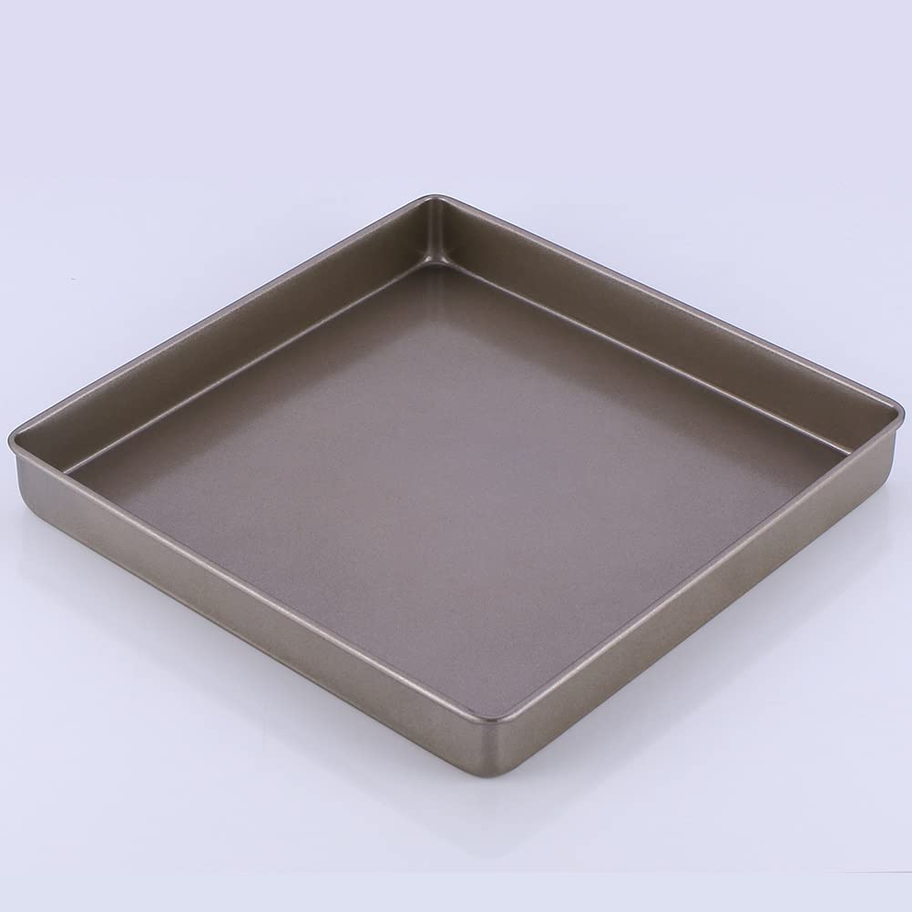 ACiyD 11-Zoll-Antihaft-Quadrat-Kuchen-Backform aus Kohlenstoffstahl, Tablett, Kuchen, Pizza, Brot, Kuchenform, Backformen (Gold)