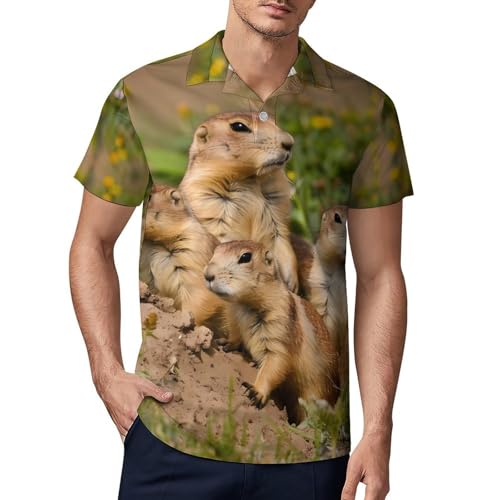 Cute Prairie Dogs Novelty Men's Short Sleeve Shirts Funny Golf Tennis Work T-Shirt Sport Tee XL