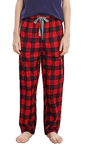 HiddenValor Big Boys Cotton Pajama Lounge Pants, Red Black Plaid, Medium