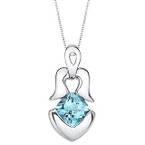 peora swiss blue topaz pendant necklace for women sterling silver natural gemstone birthstone tumi solitaire 1 carat cushion cut 6mm with 18 inch italian chain