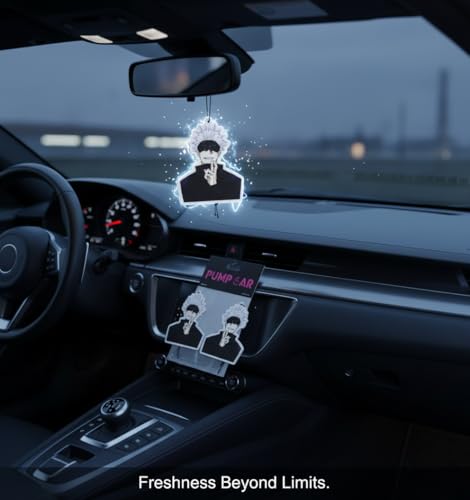 Image of PumpCar 2 pieces Gojo double-sided hanging Japanese anime cherry-scented car air freshener Cool anime hanging for rearview mirror Car Interior Accessories Gifts, purple