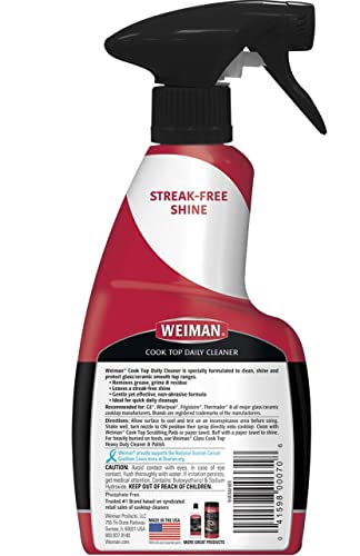 Weiman Stainless Steel Cleaner & Disinfecting Stovetop Daily Cleaner - 12 Ounce - Kitchen Appliance Kit #TOP2