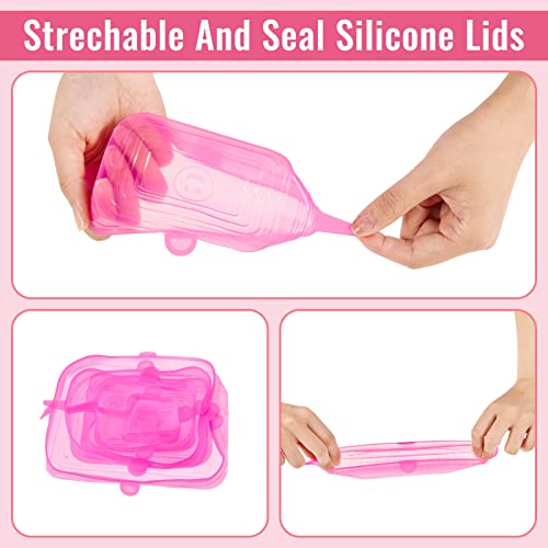 30 Pieces Silicone Stretch Lids Rectangle Reusable Silicone Lids Microwave Cover For Food Storage 6 Different Sizes For Square And Rectangle Containers Microwave Freezer Dishwasher Safe #TOP4