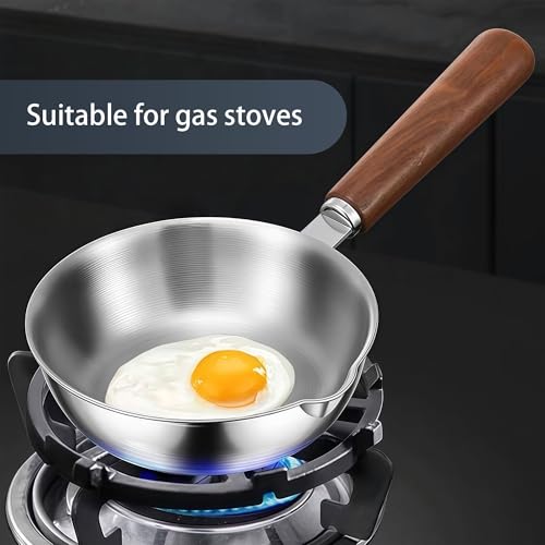 IMEEA 5.5-Inch Mini Egg Pan for 1-2 Eggs SUS304 Stainless Steel Small Omelet Pan Sauce Pan with Wooden Handle by IMEEA - Image 3
