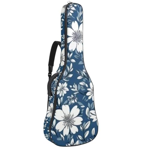 NUEAHEDN Acoustic 40/41/42 Inch Aesthetic Art Flower Large Capacity Guitar Gig Bag 0.4Inch Extra Thick Sponge Overly Padded, with Two Storage Pockets, Waterproof Guitar Case