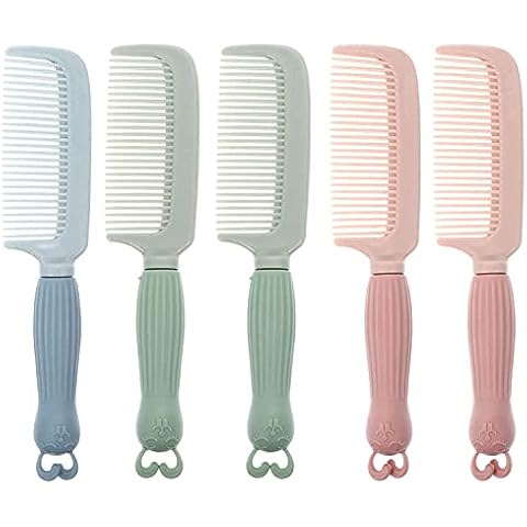 LATRAT 5Pcs Haar Kamm Set Silikon Kamm Anti Statische Runde Griff Kamm Kunststoff Corlorful Haar Kamm Friseur Kamm Cover