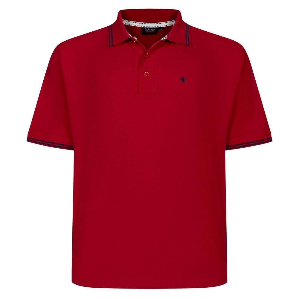 Espionage Mens Tipped Pique Big & Tall Short Sleeve Polo Shirt - Red/Navy - 6XL