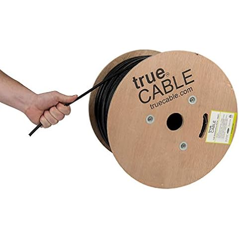trueCABLE Cat6 Direct Burial, Shielded F/UTP, 1000ft, Waterproof, Outdoor Rated CMX, Black, 23AWG Solid Bare Copper, 550MHz, PoE++ (4PPoE), ETL Listed, Bulk Ethernet Cable Cover