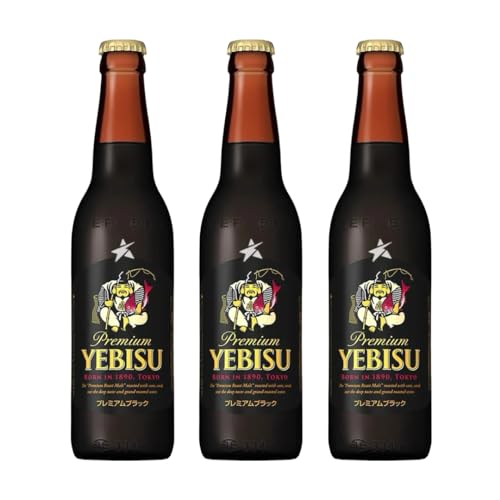 YEBISU Premium Black Japanese Dark Beer 334ml 5% Alc (3 Bottles)