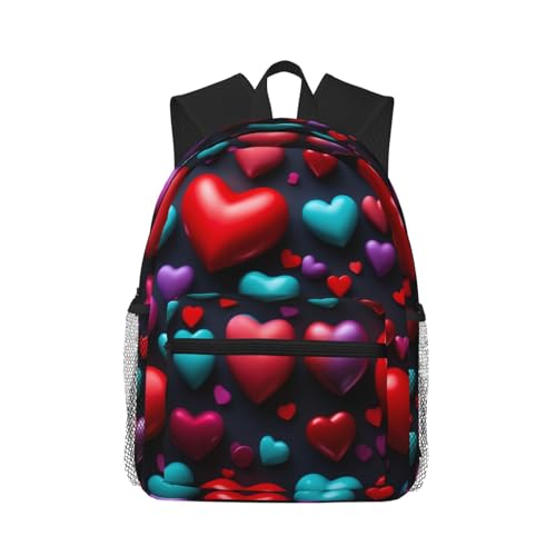 Sac à dos ordinateur portable noir imprimé cœur rouge pour le travail