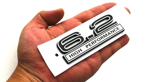 Image of 2pcs 6.2 Liter High Performance Engine Emblems Badge 3D Decals Stickers Cars Trucks (Chrome Black)
