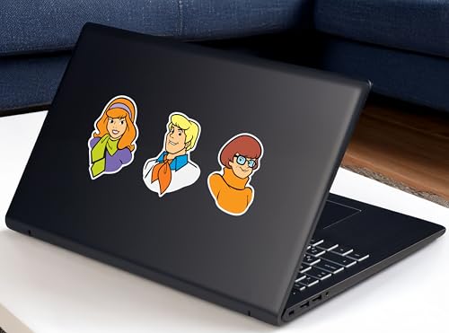 Image of Elektroplate Officially Licensed Scooby-Doo Mystery, Inc. Faces Dynamic Decals | Premium Auto-Grade All Weather Vinyl Sticker for Car, Water Bottle, Laptop, Cooler, Phone | Made in USA | Set of 5