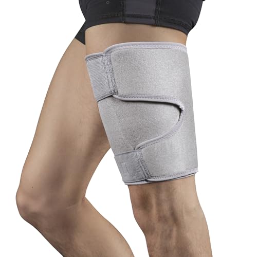 Thigh Brace, Hamstring Quadriceps Support and Thigh Wraps , Adjustable Compression Sleeve Support for Pulled Groin Muscle, Sprains, Tendonitis, Sciatica Pain and Sports Recovery for Men and Women (Grey)