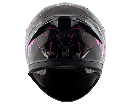 Image of Axor Apex Hunter ISI ECE DOT Certified Full Face Dual Visor Helmet for Men and Women with Pinlock Fitted Outer Clear Visor and Inner Smoke Sun Visor Black & Pink(L)
