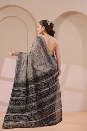 Image of TAMAIRA FASHION Mulmul Pure Cotton Saree For Woman Warli Printed|Office Wear Daily Wear Sarees For Women Without Blouse Piece(Available in 19 Colours)