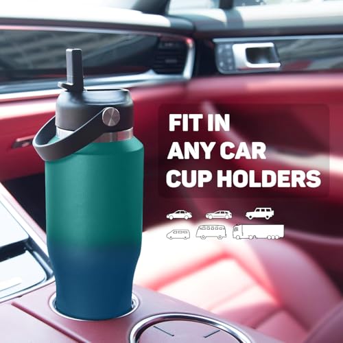 Image of Insulated Water Bottle 40oz with Straw /Spout Lids, Stainless Steel Water Bottles Keep Cold 24h&Hot 12h, Metal Water Bottle with Straw that Fits in Cup Holder, Water Bottle Leak-proof,BPA Free