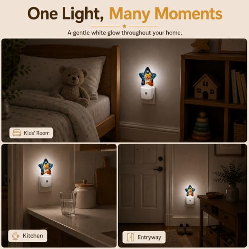 Image of Star Night Light Plug in, Starry Sky Cat Dusk to Dawn Sensor Night Light, Soft Glow Lamp for Kids Bedroom Nursery Hallway Bathroom, Energy Saving Compact Design