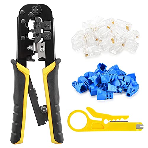 RZJZGZ 8P/6P Netzwerk Werkzeugset Draht Crimpzange Kristallkopf RJ45 Crimpwerkzeug Reparaturset Stripper Netzwerkkabel Zange Drahtverbinder Abisolierzange Cover