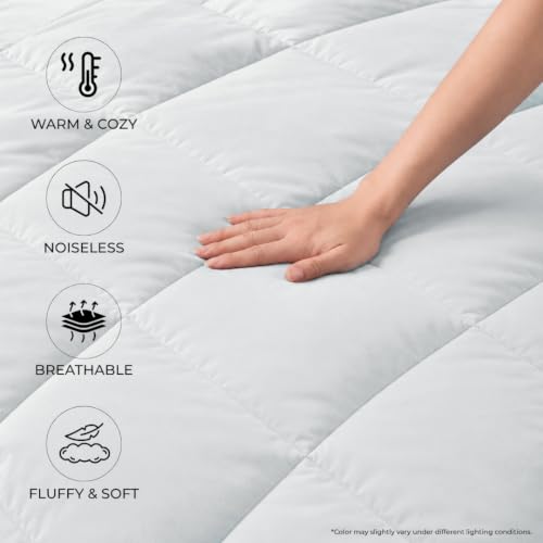 Image of King Size Comforter for Double Bed, 220 GSM Soft Microfiber AC Blanket, All Season Lightweight Reversible Bed Quilt, Premium Bedding, 90 x 100 Inch, Grey-Light Grey