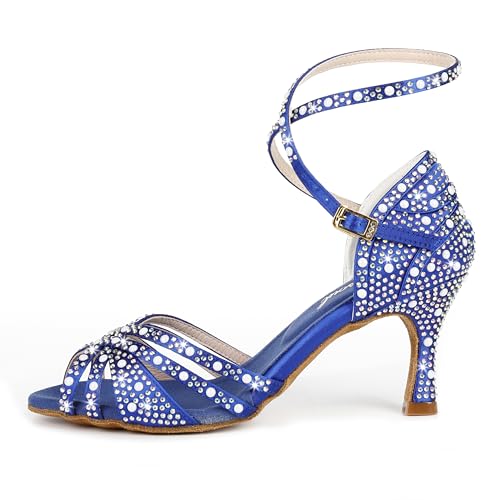 Image of Latinsoul Y205-36 Women's Crystal Rhinestone Latin Dance High Heel Shoes - Stylish Adjustable Strap Design Comfortable Dance Shoes